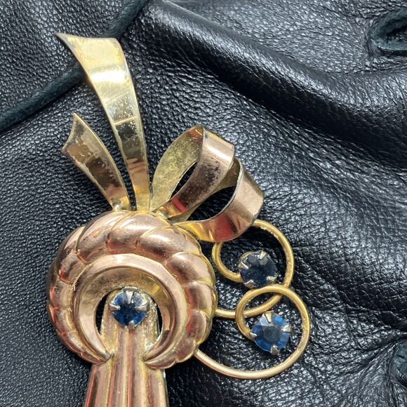 Harry Iskin Vintage 1/20 10k Brooch & Screw Back Earrings Set Art Deco 1940’s - Picture 7 of 13